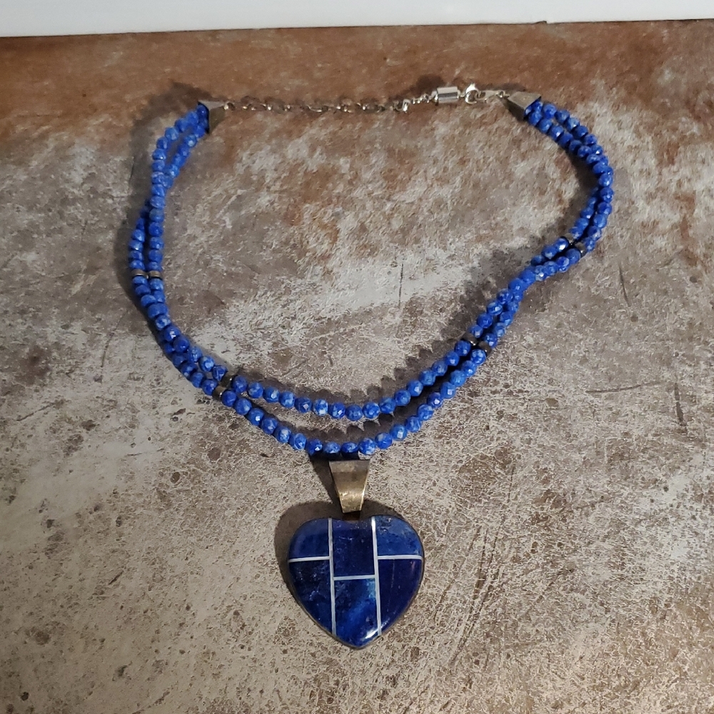 Vintage DTR Jay King Sterling Silver Lapis Lazuli Heart Pendant